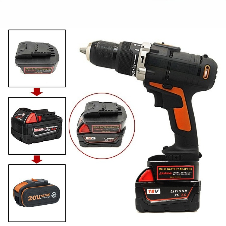 Power Tools Orange - Für Worx 20V 4-Pin Orange Elektrowerkzeug-Akkuadapter,