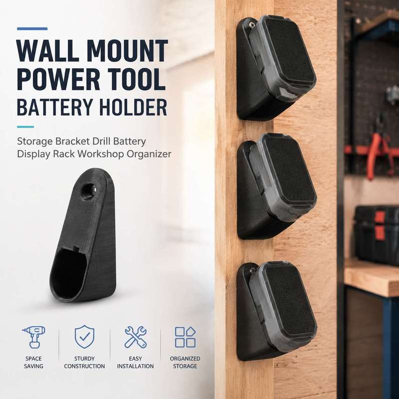 Power Tools Display Rack - Wandmontierte Elektrowerkzeug-Akkuhalterung Aufbewahrungshalterung Bohrmaschinen-Akku Präsentationsständer Werkstatt-Organizer