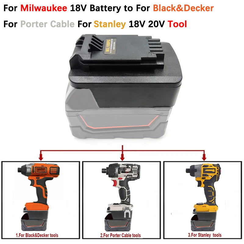 Black+Decker Tool 20V Max - Mil18bps Batterie adapter für Milwaukee m