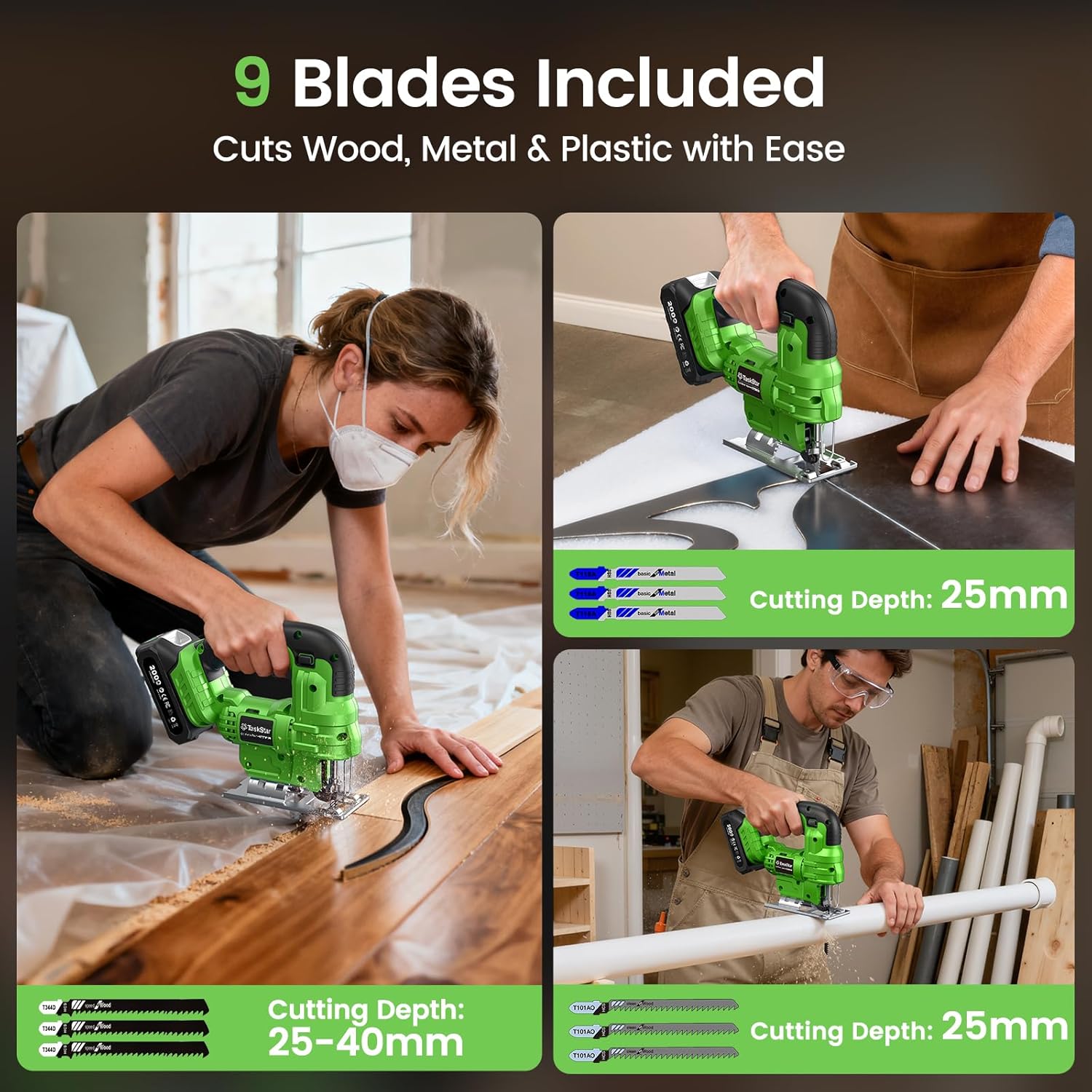 Taskstar Akku-Stichsäge mit 2* – Jigsaw Orbital Blade Bewertung und Preis